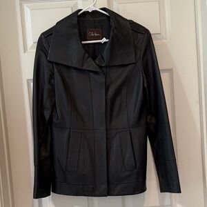 Cole Haan Women's buttery soft Black Leather Jacket size 6